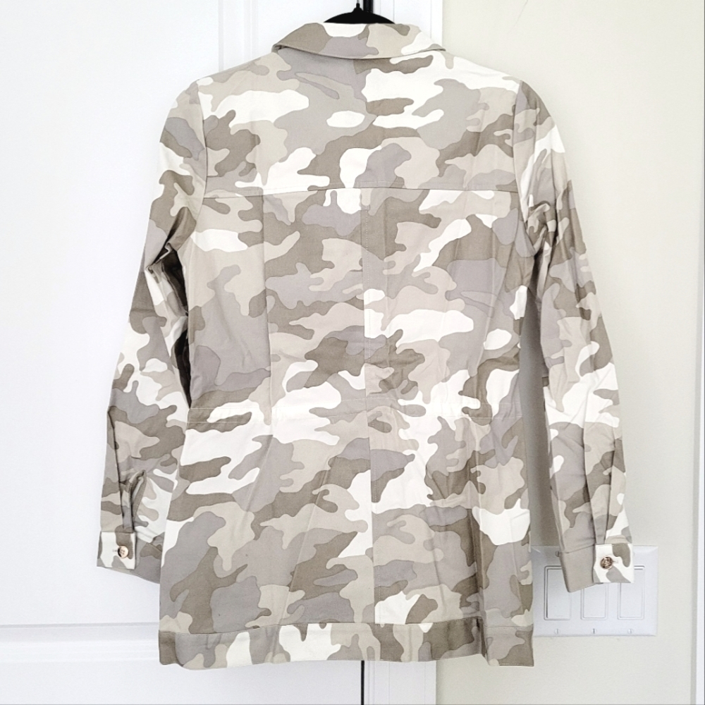 Boston Proper Metallic Camo Studded Utility Jacket Fall Gift Party Spring Travel - Picture 8 of 10